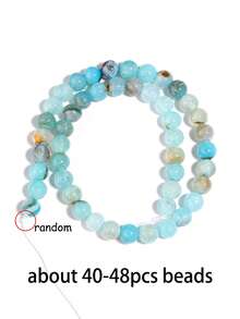 1 String Natural Aquamarines Dragon Pattern Agate Beads Energy Healing Gemstone Beads Diy Jewelry Making Suitable For Bracelets Necklaces 6 8 10mm - Mint Blue - View 10