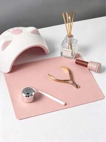 Pink Nail Salon Table Mat, Waterproof PU Leather, Salon Table Mat, Foldable And Washable Nail Hand Rest Pad, Suitable For Nail Salon And Home Use, Nail Art Auxiliary Tool - Multicolor - View 5