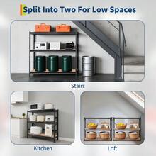5-Tier Garage Storage Shelves For Kitchen Pantry Basement Bathroom Laundry Heavy Duty Metal Adjustable Shelving Unit Storage Shelving, 2500 LBS Capacity, 48" L X 24" W X 72" H - Black - View 9