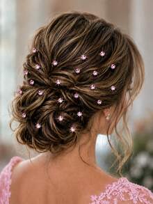 topshiny 20 pièces Pinces à cheveux de mariée avec strass scintillants, accessoires de chignon élégants en cristal, pinces de fixation pour chignon floral pour la coiffure de mariage et de bal de promo pour femmes - Transparent - Voir 12
