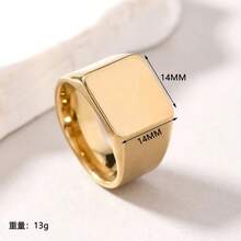 1pc Fashion Metal Rectangular Polished Men's Ring - Gold - View 2