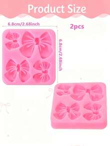 2/4Pcs Baby Shower Party Bow Silicone Molds 4 Cavity Bow Fondant Chocolate Moulds DIY Cupcake Topper Dessert Decorating Supplies - Pink - View 8