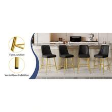 Set Of 2 Bar Stools / 100 Cm High. Stylish Bar Stools / Black PU Leather And Comfortable Footrest / Available In Several Colors / 120 Kg Load Capacity / For Restaurants, Bars And Living Rooms - 黑色+金色 - 查看 10
