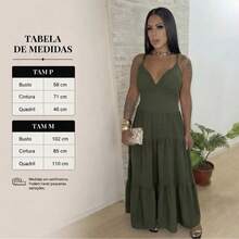 Women's Duna Ruffled Maxi Dress With Built-In Bra - Elegance, Lightness And Perfect Drape. - Verde militar - Ver 3
