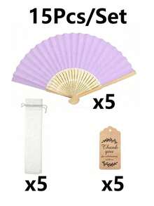 3/9/15/30pcs Elegant Purple Folding Fans With Thank You Tags And Gift Bags, Bamboo Hand Fans For Bride, Bachelorette Party, Wedding, Bridal Shower, Bridesmaid, Photo Props, Bridesmaid Gifts And Wedding Decor - Purple - View 9
