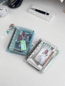 A7 Transparent Loose-Leaf Binder Notebook, Sticker Book, Blank Pages, Transparent Loose-Leaf Notebook, Sticker Notebook, Three-Fold Soft Cover Notebook, PVC Transparent Replaceable Pages, Large Capacity Portable Loose-Leaf Binder, Suitable For Photo Albums, DIY And Sticker Storage - A7 - View 2