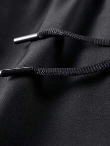 Men's Sports Shorts, Black Minimalist With Camouflage Hem, 2 In 1 Design + Waist Drawstring, Comfortable And Non-Clinging, Perfect For Fitness, Running, Training, Slightly Stretchy Fabric Without Restriction, First Choice For Summer Sports Style, Essential For Outdoor Activities And Gym Workouts. - Black - View 7