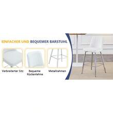 Set Of 2 Bar Stools / 100 Cm High. Stylish Bar Stools / Black PU Leather And Comfortable Footrest / Available In Several Colors / 120 Kg Load Capacity / For Restaurants, Bars And Living Rooms - 白色+銀色 - 查看 7