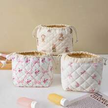 Bolsa de maquillaje con cordón en relieve, bolsa de maquillaje con cordón de gran capacidad, bolsa de almacenamiento multifuncional. También incluye una bolsa de aseo, monedero, bolsa de maquillaje cuadrada de gran capacidad, bolsa de cuidado de la piel, bolsa de aseo, artículos esenciales de viaje y artículos esenciales para el dormitorio. - Multicolor - Ver 15