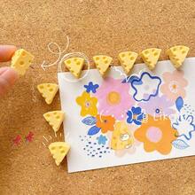 10pcs Cheese Shaped Push Pins, Cute Cheese/Dairy Design Thumbtacks, Suitable For School, Office, Bulletin Board, Home Decor Back To School - Sets - View 8