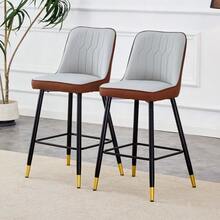 Set Of 2 Bar Stools / 100 Cm High. Stylish Bar Stools / Black PU Leather And Comfortable Footrest / Available In Several Colors / 120 Kg Load Capacity / For Restaurants, Bars And Living Rooms - 棕色+黑色+淺灰色 - 查看 2