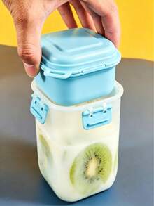 Taza de ensalada de plástico de gran capacidad, portátil y ligera, de doble capa, con capas superior e inferior reversibles y apilables, con doble sellado a prueba de fugas, fácil de limpiar, ideal para yogur, avena, meriendas saludables, picnic, almuerzo y desayuno - Multicolor - Ver 4