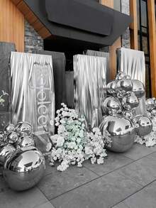 3/6 piezas Globos de lámina redondos 4D de 22 pulgadas en color plata metálico, globos de aluminio gigantes grandes para decoración de baby shower, cumpleaños, boda, baile de graduación y fiesta de graduación - Plateado - Ver 5