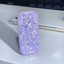 High-Shine Silver Purple Makeup Mirror Phone Stand Mini Foldable Phone Holder One-Piece Mirror Phone Stand Slouchy Desktop Support Bracket - Multicolor - View 12