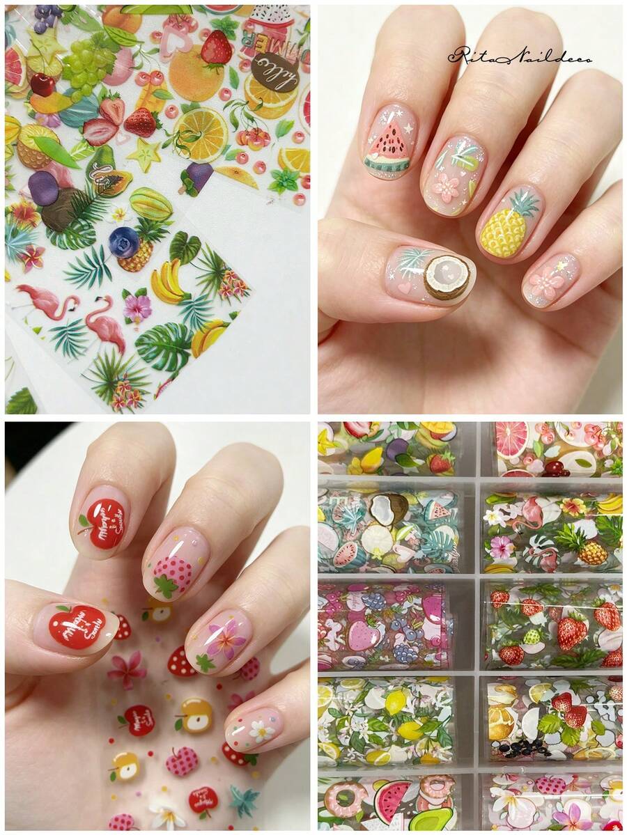 RITANAILDECO 10 捲組套裝不黏性美甲轉印紙盒 - 彩色 - 查看 1