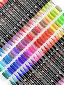 12/24/36/48/72/120pcs Boxed Multi-Specification Dual-Tip Dual-Color Acrylic Paint Markers, Single Pen 2 Colors 0.5-5mm Soft Brush Tip, Water-Based Quick Dry Waterproof High Coverage, Classic / Skin Tone / Macaron / Metallic Multi-Color Options Available, Stone Ceramic Canvas Wood Multi-Material DIY Hand Painting Graffiti Art Drawing Pens - Double Soft Tip Two-color Marker - View 8