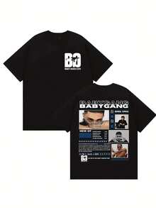 Camiseta Gráfica Vintage Gótica para Hombre - Estilo Hip-Hop Streetwear con Estampado, Cuello Redondo y Manga Corta, Adecuada para Uso Casual en Todas las Temporadas, Lavable a Máquina, Top - Negro - Ver 1