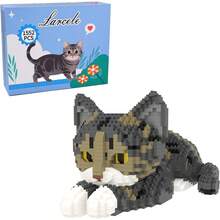 Larcele Micro Animal Bloques de Construcción Set, Mini Kit de Juguete de Ladrillos de Construcción de Bricolaje 1191 Piezas KLJM-05 (Gato, Modelo 1979) - Gato Scottish Fold - Ver 17