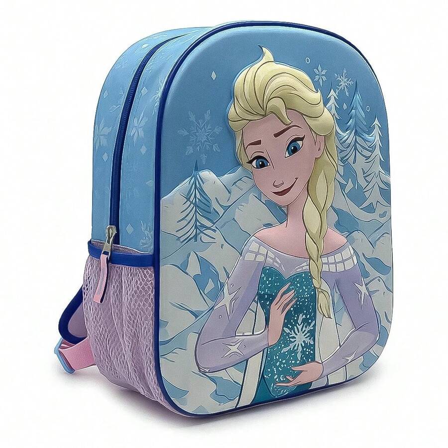 Cerdá Disney Frozen Elsa 3D Backpack For Girls - One Size School Backpack For Nursery, EVA Embossed Fabric (67% Polyester/33% EVA), Blue, Adjustable Straps, Mesh Side Pocket, Back To School - Option 2 - View 1