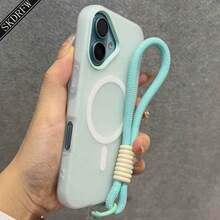1 Stylish Phone Case, Does Not Include Lanyard Or Stand, New Minimalist Niche Design With Large Holes, Light Yellow Jelly Skin Feel, Two-In-One Magnetic Protective Case With Hand Strap For 17 17air 17pro 17promax 16 16plus 16pro 16promax 15 15pro 15promax 14 14pro 14promax 13 13pro 13promax 12 12pro 12promax 11, Can Store Photos. - 綠色 - 查看 6