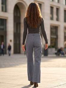 Wide Leg Cargo Pants - Gris - Ver 2