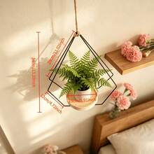Rak Gantung Tanaman Logam Geometris Modern dengan Baki Kayu Solid dan Tali Rami yang Dapat Diatur, Stand Bunga Gantung Langit-langit, Rak Pot Gantung untuk Tanaman Dalam Ruangan Kecil seperti Pothos dan Ivy, Rak Bunga Gantung Hemat Ruang untuk Ambang Jendela, Balkon, Teras, Stand Pajangan Dekorasi Rumah Dalam Ruangan, Hadiah Pindah Rumah Unik untuk Pecinta Tanaman, Pot dan Tanaman Tidak Termasuk - Beraneka warna - View 8