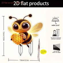Best-Selling 2D Bohemian Style Cute Bee Acrylic Garden Stake, Outdoor Holiday Decor - B - View 2