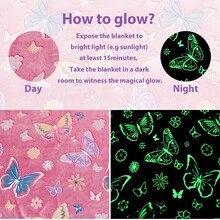 夢幻幻彩蝴蝶夜燈珊瑚絨天鵝絨蓋毯，柔軟舒適披肩，多功能毛絨毯，適用於客廳、臥室、車內等場景，四季皆宜，適合休閒使用 - 粉色 - 查看 7