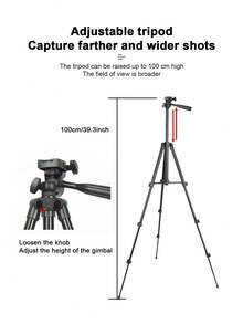 Portable Aluminum Alloy Tripod Stand For Camera, Live Streaming, Photography And Telescope - Black - View 6