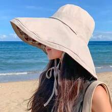 A Women's Reversible Bucket Hat With A Simple And Versatile Design, Colorful Wide Brim, Sun Hat, UV Protection, Sunscreen, Suitable For Outdoor - Multicolor - View 2