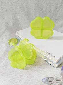 1 pieza Caja de pastillas mini con compartimento de trébol, caja de almacenamiento portátil para joyas, adecuada para el hogar y los viajes, esencial para hombres y mujeres - Caja verde - Ver 4