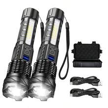 1pc Rechargeable LED Flashlight, Zoomable, With COB Side Light, 6/7 Modes, Waterproof, High Power Handheld Light, Suitable For Outdoor Camping - Style a - View 11