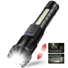 1pc Rechargeable LED Flashlight, Zoomable, With COB Side Light, 6/7 Modes, Waterproof, High Power Handheld Light, Suitable For Outdoor Camping - Style a - View 12