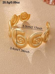 NAIZHU 1/3pcs Teen Fashion Ocean Style Starfish Shell Conch Metal Bracelet Daily Party Vacation Accessory - Gold - View 9