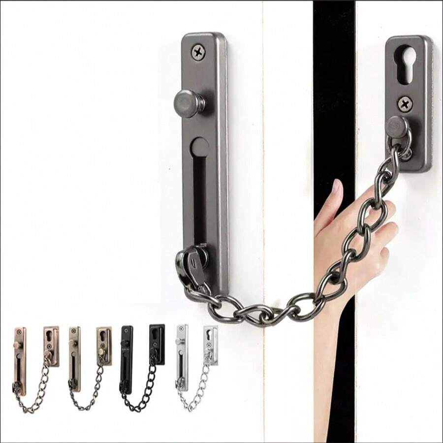 Anti-Theft Chain - Door Lock Buckle Door Stopper, Door Bolt Safety Chain/Security Lock - Room Door Safety Lock, Hotel Door Anti-Theft Lock - A - View 1