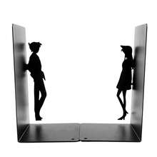 Urban Fashion Figure Silhouette Iron Art Book Stand | Black Metal Desktop Book Storage Stand Anti Slip Book Stand | Modern Simple Art Decorative Bookshelf Organizer Suitable For Students/Office/Study/Library | High End Office Desk Storage Book Stand. - Black - View 3