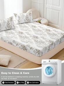 1 buah Sprei Motif Daun dan Bunga, Perlengkapan Tidur, Sprei Pas, Penutup Kasur, Perlengkapan Tidur Lembut dan Nyaman untuk Kamar Tidur, Pelindung Kasur, Hanya Sprei Pas, Dapat Dicuci dengan Mesin - MultiWarna - View 7