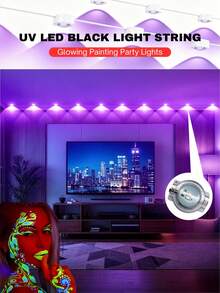 aiinnew 9-30M/29.5-98.4ft USB供電紫外線燈串,室內UV屋簷燈,18至60顆LED燈珠LED燈繩,適用居家裝飾、派對、日常、萬聖節、聖誕節、螢光海報、身體彩繪、霓虹發光派對、教室、繪畫 - 紫光 - 查看 8