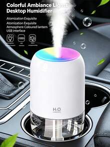 Portable 200ml Mini Cold Mist Aromatherapy Humidifier Set, Suitable For Car/Home, USB Powered, 3 Colors Optional, With Color-Changing LED Night Light, Ultra-Quiet Operation, Auto Shut-Off, Includes 6 Essential Oils, Ideal Gift Choice - A - View 2