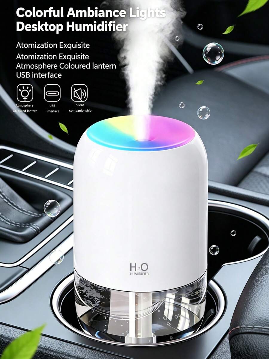 Portable 200ml Mini Cold Mist Aromatherapy Humidifier Set, Suitable For Car/Home, USB Powered, 3 Colors Optional, With Color-Changing LED Night Light, Ultra-Quiet Operation, Auto Shut-Off, Includes 6 Essential Oils, Ideal Gift Choice