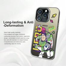 1pc Disney Toy Story 5 Cartoon Buzz Lightyear Phone Case, Running Buzz Lightyear Space Style Retro Cartoon Anime Handsome Men's Protective Cover, Birthday Holiday Gift Choice, Compatible With Iphone 18 Pro/18 Pro Max/17/17 Pro/17 Promax/16/15/14/13/12 PRO&PROMAX Series Phone Case - Color Silver Black - View 5