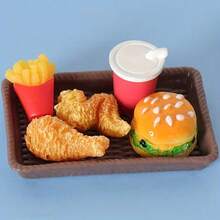 6pcs Cute Mini Fried Food Ornaments, Includes French Fries, Burger, Drink, Chicken Drumstick And Chicken Wing, Miniature Food Props, DIY Micro Landscape Decoration, Kitchen Decoration, Dollhouse Decoration, Photography Props - Multicolor - View 9