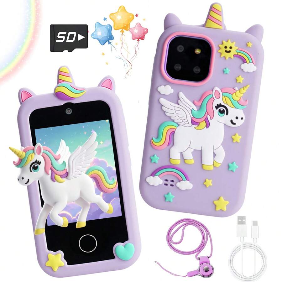 Kids Smart Phone Toy 2.8 Inch Touch Screen Built-In MP3 Music Educational Games For Boys And Girls