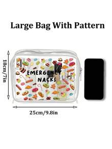 "Emergency Snack" 字母印花 PVC 化妝包，拉鍊密封 PVC 旅行收納袋，輕量耐褪色化妝洗漱包，適合女性與女孩，TSA 認證便攜式化妝盒，易於擦拭清潔，適合母親、教師、朋友、護士等，女性朋友禮物袋，學校、度假、旅行必備洗漱包，防水洗漱包 - 彩色 - 查看 13