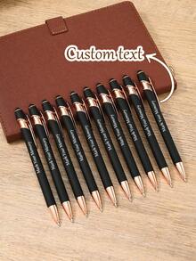 50/100pcs Customized Black Ballpoint Pens, Laser Engraved Personalized Letters And Sentences, Multi-Functional Student Writing Pens, Stationery, Souvenirs, Gifts, Handmade DIY, Personalized Gifts, Wedding Favors - Black - View 2
