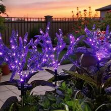 Outdoor Solar Powered Lavender Ground Stake Light, IP65, 49LED Purple Light, Atmospheric, Stainless Steel Ground Stake, Easy Installation, Suitable For Garden, Backyard, Pathway, Lawn, Villa, Party, Holiday, Easter, Christmas Decoration - Lavender - View 2
