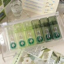 6pcs Mini Glue Tapes For Scrapbooking, Gradient Green / Blue Color Double Sided Tape Roller For Crafts, Small Dotliner Tape Runner, Adhesive Scrapbook Supplies, Student Back To School - Mini Sized - View 9
