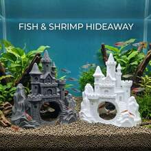 塑膠水族箱洞穴躲藏裝飾，灰白色魚缸遮蔽裝飾品，小魚與蝦子水下隧道棲息地，淡水與海水水族造景配件 - A - 查看 2