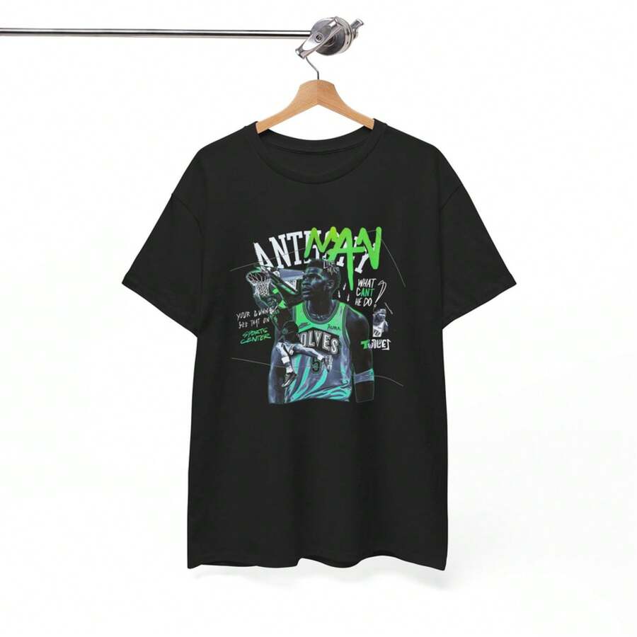 Anthony Minnesota  Graphic Tee -  Basketball Fan Shirt,Casual 100% Cotton Short Sleeve Tee For Men Women Mexican Street Daily  Outfi - Schwarz - Übersicht 1