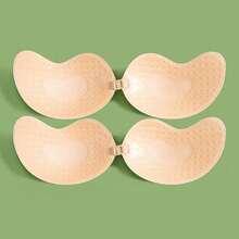 4/2pcs Invisible Adhesive Bras + 10pcs Floral Nipple Covers, Strapless Silicone Bra Pasties, Suitable For Dresses, Lingerie, Reusable, Skin Color & Black Available - Multicolor - View 21